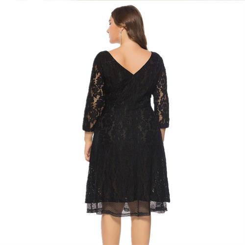 Sexy Midi Dress For Women Half Sleeve Elegant Lace Dresses PQ0053