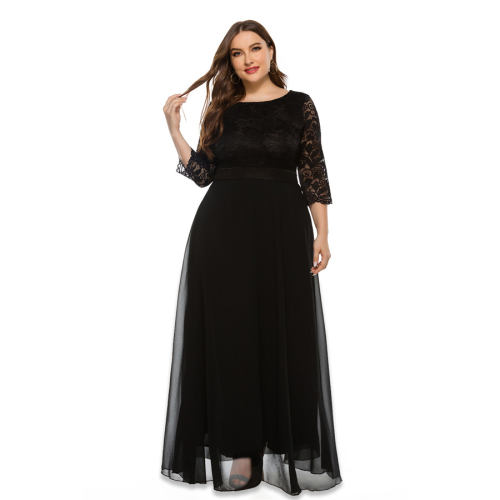 Plus Size Mesh Casual Dress For Women Elegant Evening Dresses PQ0157