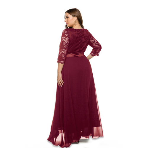 Plus Size Mesh Casual Dress For Women Elegant Evening Dresses PQ0157