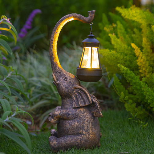 Elephant Home Ornament Solar LED Resin Garden Lamp PQ6063
