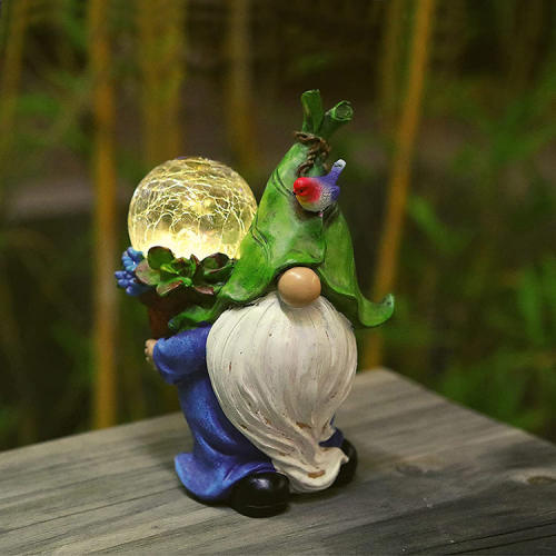 Old Elf Solar Outdoor Ornament Resin Garden LED Lamp PQ9388
