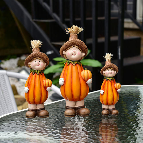 3PCS Pumpkin Scarecrow Ceramic Home Ornaments Outdoor Crafts PQ2136A