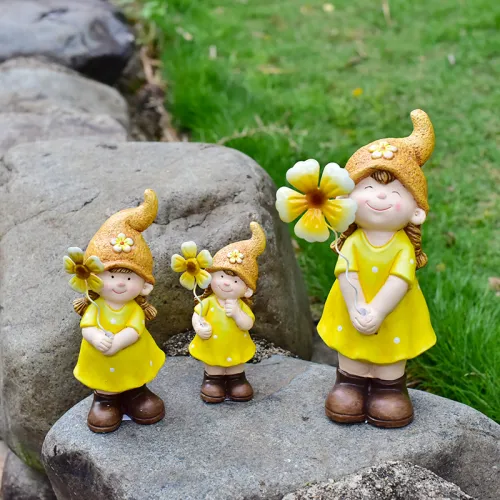3PCS Garden Girl Ceramic Home Ornaments Outdoor Crafts PQ2136C