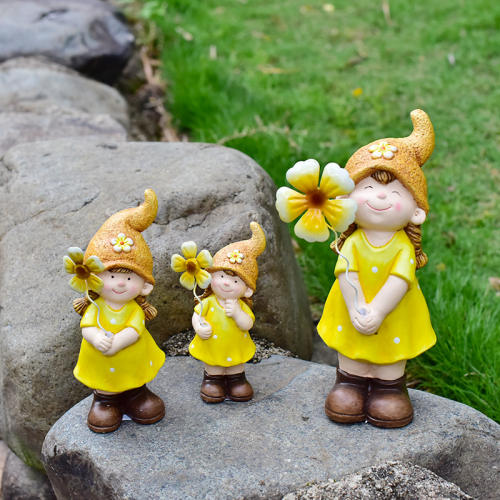 3PCS Garden Girl Ceramic Home Ornaments Outdoor Crafts PQ2136C