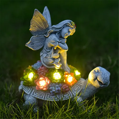 Turtle Solar Resin Ornament Garden Angel LED Lamp PQ2628