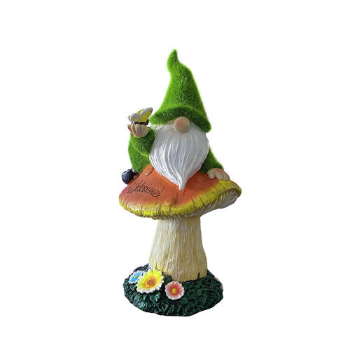 Elf Mushroom Solar Outdoor Ornament Resin Garden LED Lamp PQ204