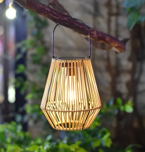 Solar LED Garden Light Rattan Bamboo Lantern Outdoor Crafts PQ1229