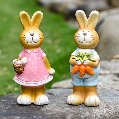2PCS Rabbit Ceramic Home Ornaments Bunny Outdoor Crafts PQ2888