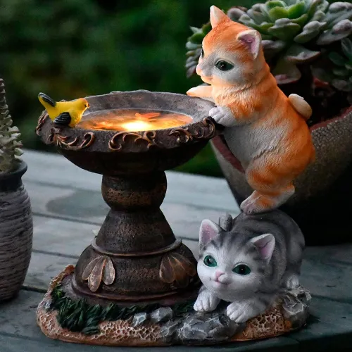 Rabbit Solar Resin Ornament Garden Cat LED Lamp PQ5110