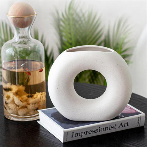 Frosted Ceramic Circle Vase Handmade Decoration Home Ornaments PQ244