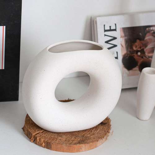 Frosted Ceramic Circle Vase Handmade Decoration Home Ornaments PQ244
