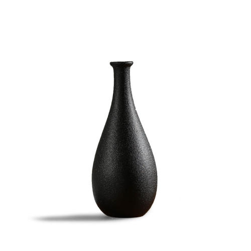 Black Matte Ceramic Vase Home Ornaments Handmade Table Decoration PQ3889