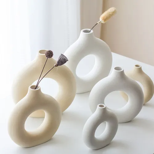 Ceramic Circle Vase Handmade Table Decoration Home Ornaments PQ8663