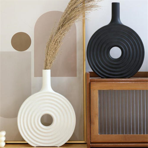 Simple Circle Vase Ceramic Handmade Table Decoration Home Ornaments PQ7188