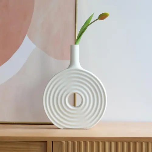 Simple Circle Vase Ceramic Handmade Table Decoration Home Ornaments PQ7188