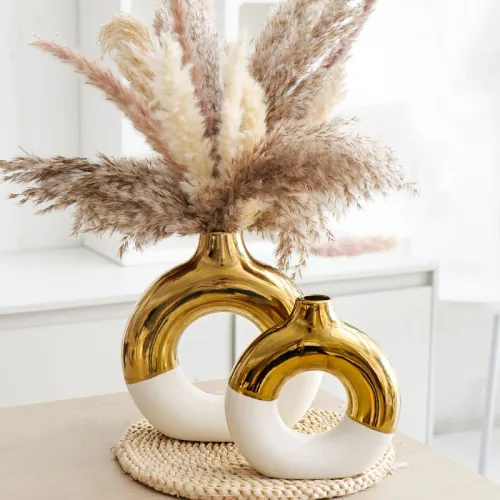 Plating Circle Vase Ceramic Handmade Table Decoration Home Ornaments PQ53141