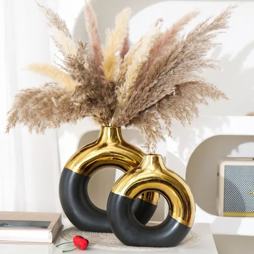 Plating Circle Vase Ceramic Handmade Table Decoration Home Ornaments PQ53141