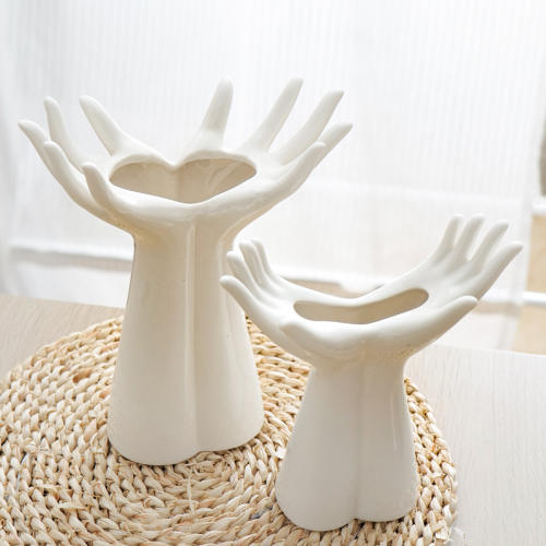 Simple Hands Ceramic Vase Home Ornaments Handmade Decoration PQ14871