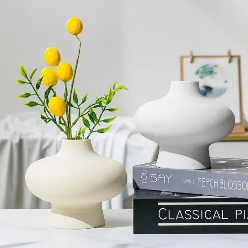 Ceramic Simple Circle Vase Handmade Table Decoration Home Ornaments PQ-YH-11
