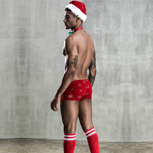 Wholesale Price Sexy Christmas Lingerie Set Men Santa Claus Costume PQ7225