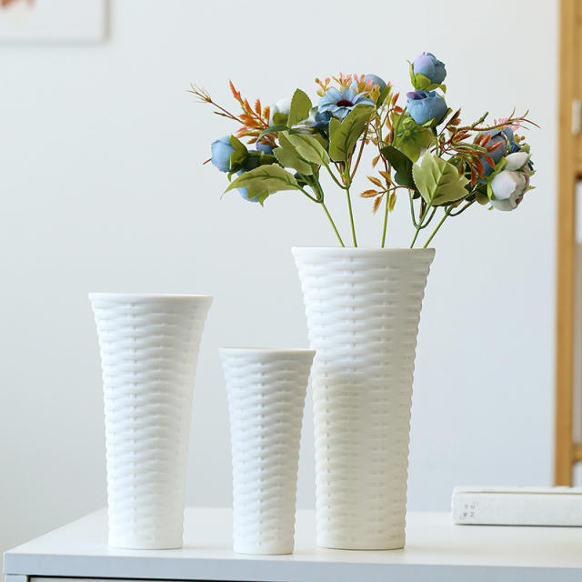 Woven Basket Home Ornaments Ceramic Vase Handmade Decoration PQ2402