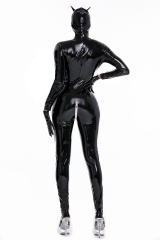 Wetlook Sexy Catwoman Jumpsuit PU Clubwear Faux Leather Catsuit PQ6822