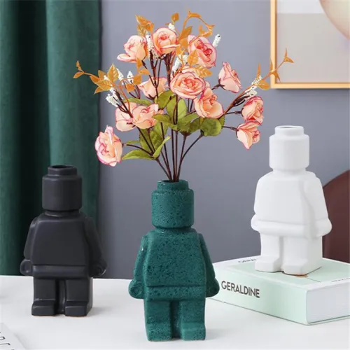 Robot Home Ornaments Ceramic Vase Handmade Decoration PQ5770