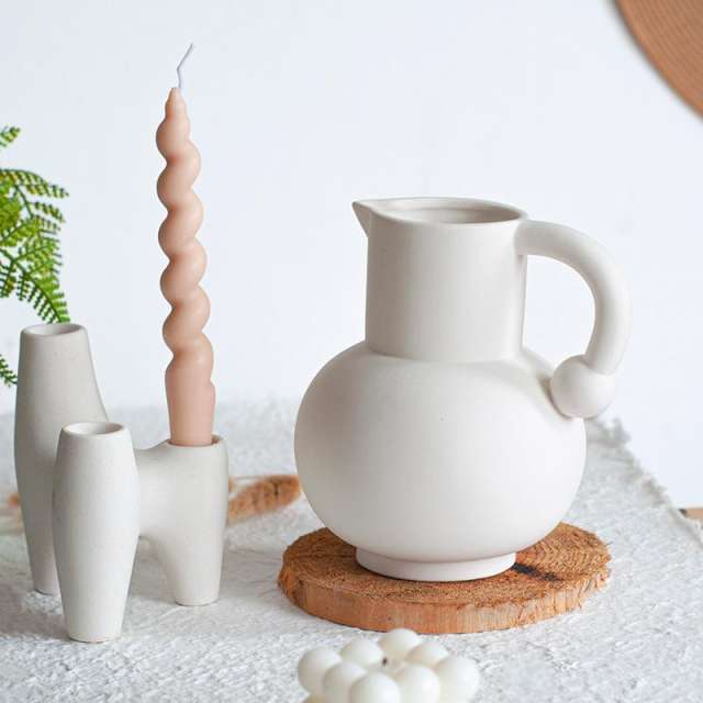 Simple Ceramic Candlestick Home Ornaments Handmade Decoration PQ-H213