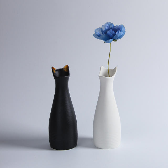 Simple Cat Vase Ceramic Handmade Table Decoration Home Ornaments PQ1452