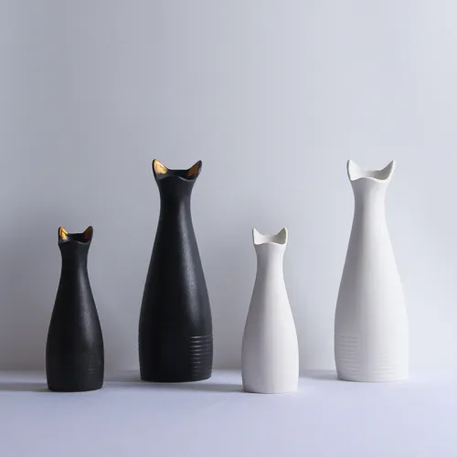 Simple Cat Vase Ceramic Handmade Table Decoration Home Ornaments PQ1452
