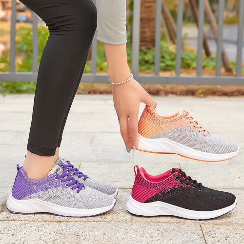 Wholesale Female Flyknit Sport Shoes Casul Shoes Womens Mesh Sneakers PQ-G-S51