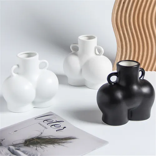 Abstract Butt Home Ornaments Ceramic Vase Handmade Decoration PQ6979