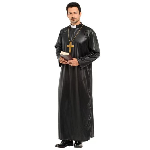 Priest Costume Dead Father Halloween Outfit Masquerade Party Uniform PQ5527B