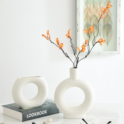 Simple Circle Ceramic Vase Handmade Table Decoration Home Ornaments PQ79868