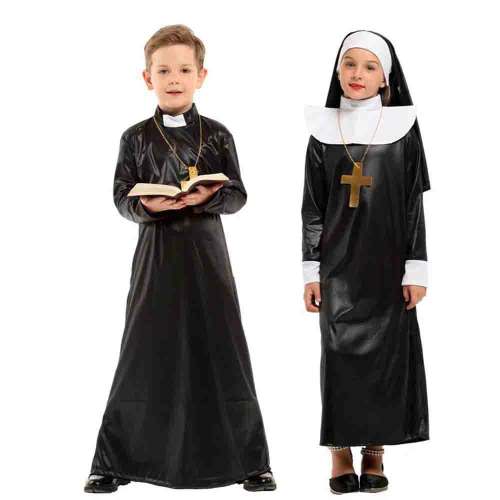 Kid Nun Costume Priest Halloween Outfit Child Masquerade Party Uniform PQ2015