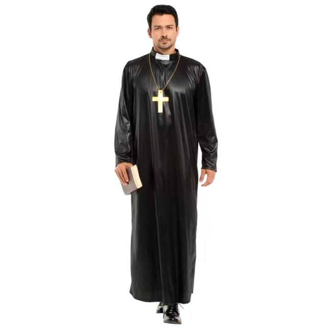 Priest Costume Dead Father Halloween Outfit Masquerade Party Uniform PQ5527B