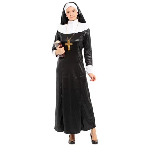 Spooky Nun Costume Dead Halloween Outfit Masquerade Party Uniform PQ5527A