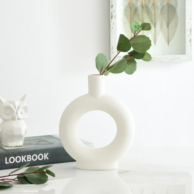 Simple Circle Ceramic Vase Handmade Table Decoration Home Ornaments PQ79868