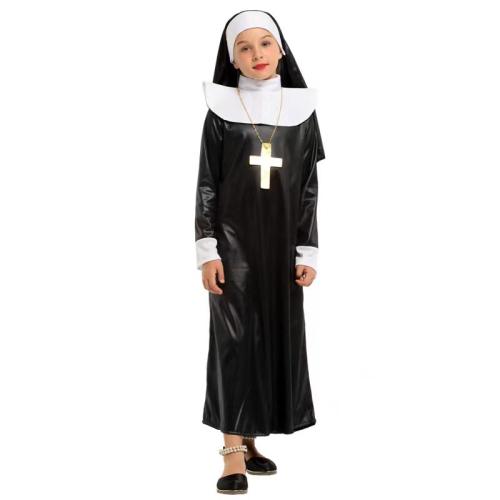 Kid Nun Costume Priest Halloween Outfit Child Masquerade Party Uniform PQ2015