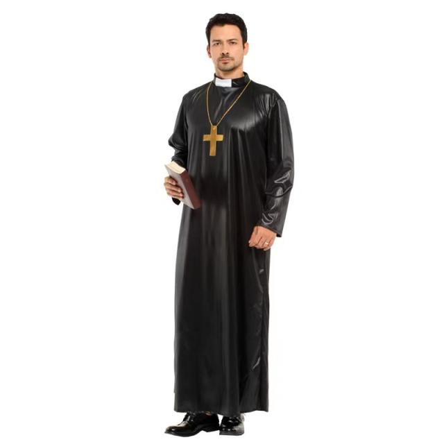 Priest Costume Dead Father Halloween Outfit Masquerade Party Uniform PQ5527B