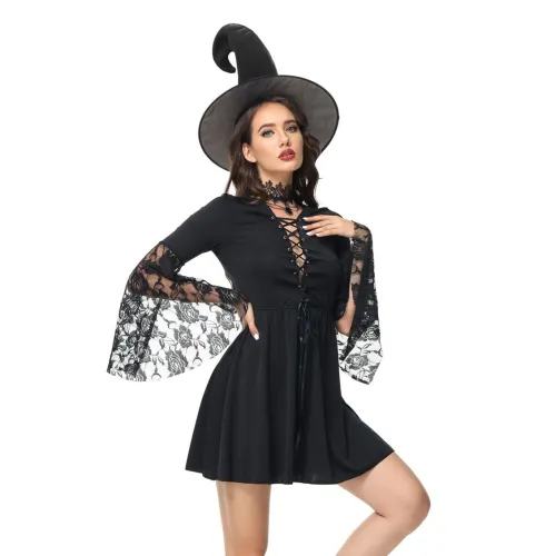 Halloween Evil Witch Costume For Woman Carnival Devil Fancy Dress PQ3399