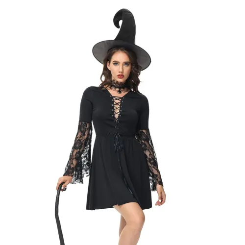 Halloween Evil Witch Costume For Woman Carnival Devil Fancy Dress PQ3399