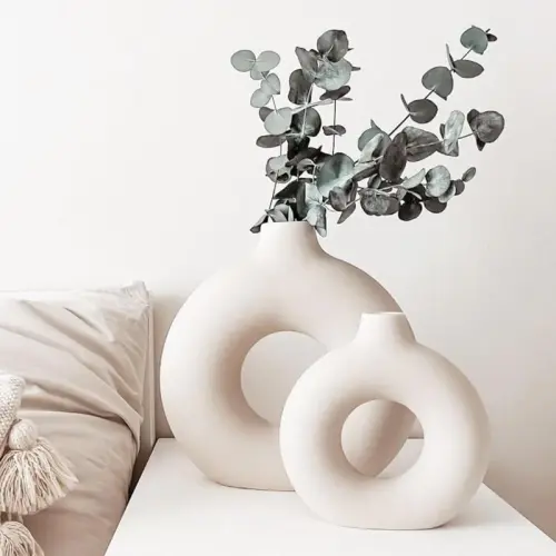 Simple Circle Ceramic Vase Handmade Christmas Decoration Home Ornaments PQ6563