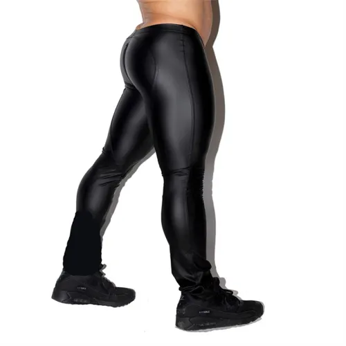 Man Faux Leather Trousers DS PU Pants Sissy Leggings PQ-N803