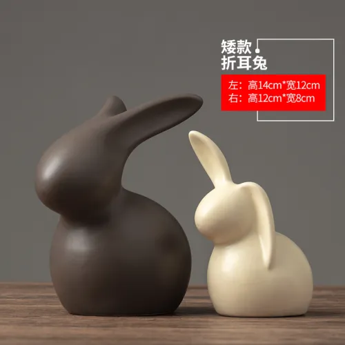 Rabbits Ceramic Crafts Handmade Decoration 1st Home Ornaments PQ1600D