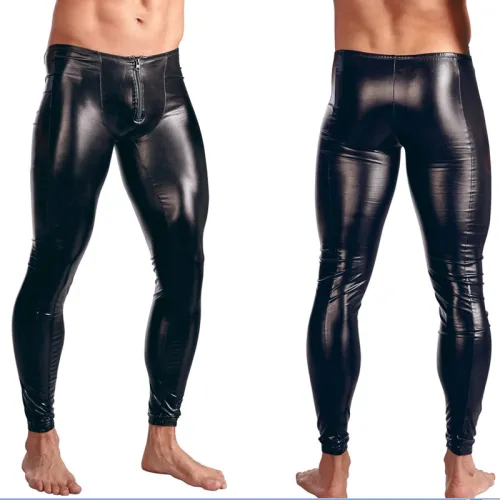 Man Faux Leather Pants DS PU Trousers Steampunk Leggings PQ-N930