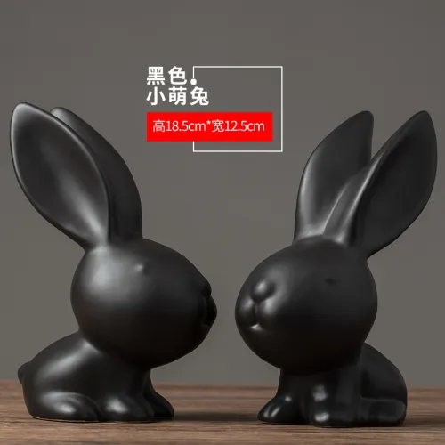 Rabbits Handmade Decoration Ceramic Crafts 1st Home Ornaments PQ1600E