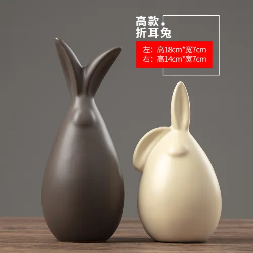 Rabbits Ceramic Crafts Handmade Decoration 1st Home Ornaments PQ1600D