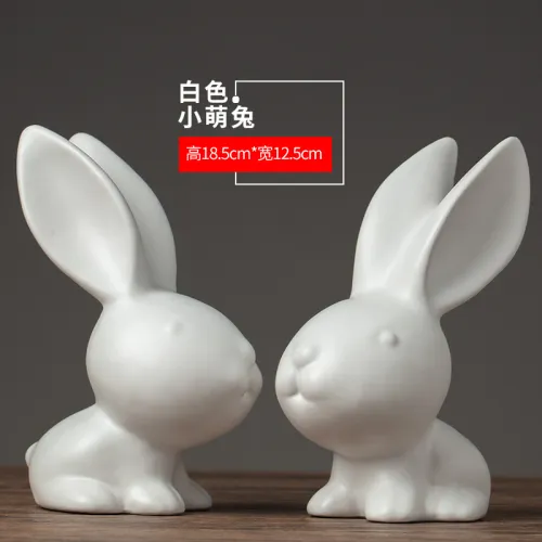 Rabbits Handmade Decoration Ceramic Crafts 1st Home Ornaments PQ1600E