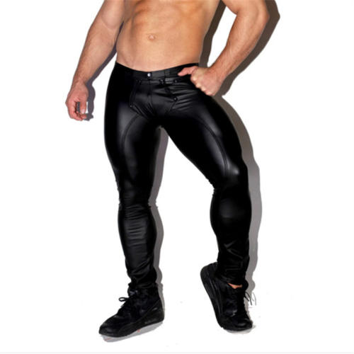 Man Faux Leather Trousers DS PU Pants Sissy Leggings PQ-N803